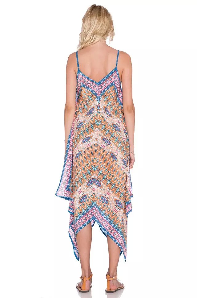 Fashion Summer Women Geometric Print Irregular beach Dress vintage Sleeveless backless Spaghetti Strap loose Casual