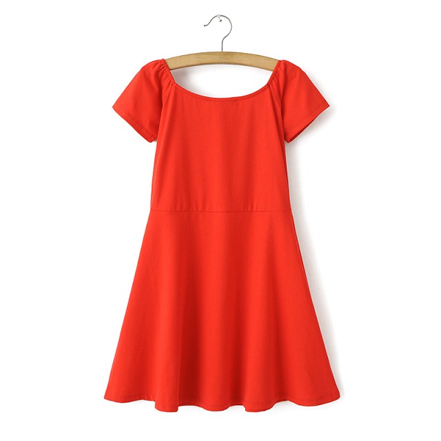 Fashion Women elegant cotton sexy red mini pleated Dress Vintage Slash neck off shoulder party casual fit brand