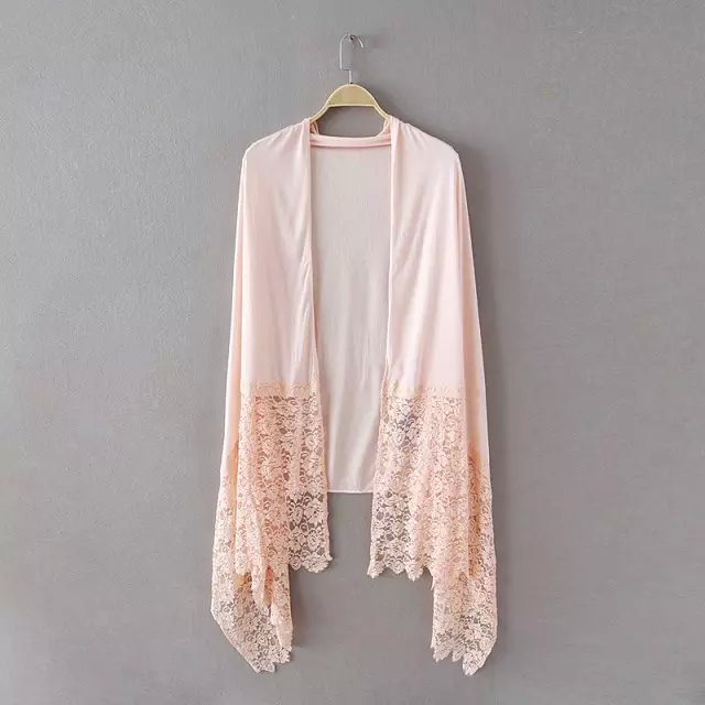 Fashion Women elegant Spring Warm pink lace patchwork Soft Big Shawls wrap Casual Brand Scarf