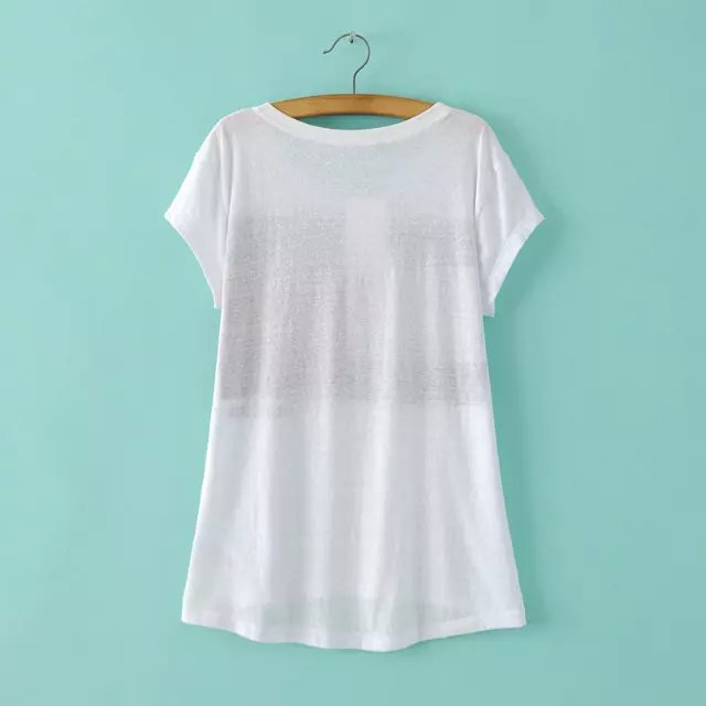 Fashion Women Elegant white Danish flag Print T-shirt O-neck short sleeve loose shirt Casual brand Tops