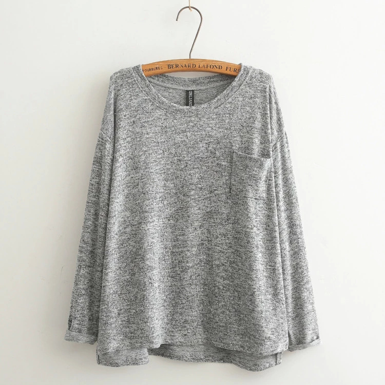 Knitting Sweaters for women Autumn fashion pullovers Pocket O-Neck casual loose long Sleeve Brand Tops