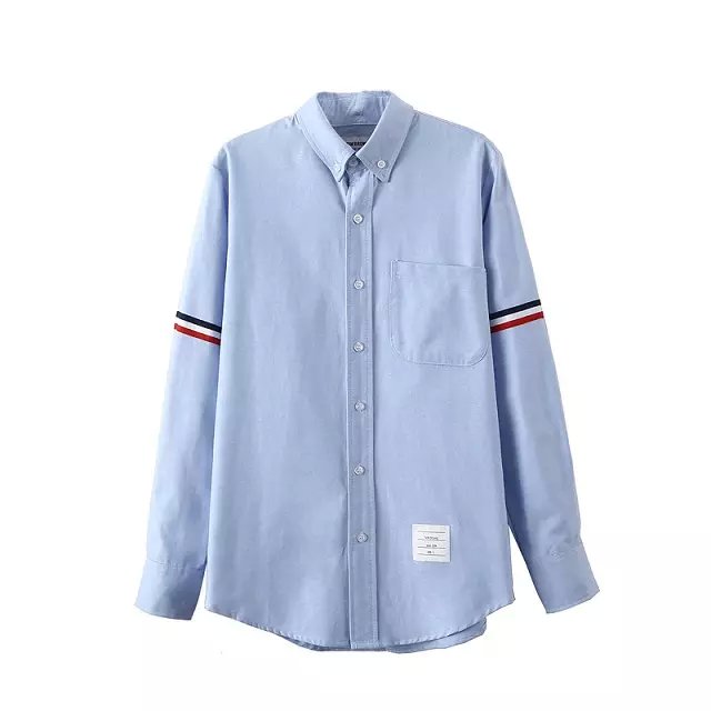 Spring fashion women cotton blue Striped patchwork sleeve blouse vintage casual turn-down collar button pocket shirt brand