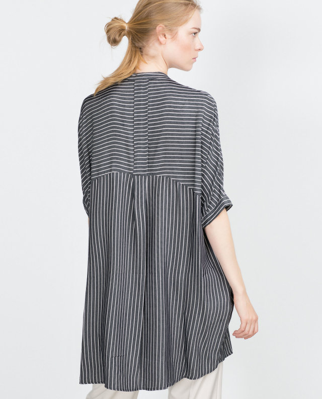 Women elegant Long Shirt Dress Spring Fashion Gray Striped Print stand Collar Half Sleeve Buttons casual loose vestidos