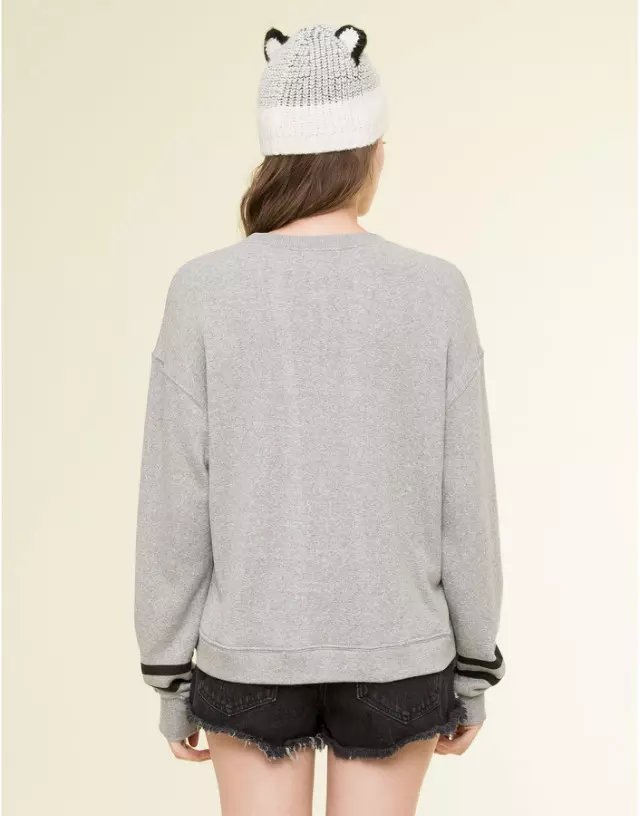 Women sweatshirts Spring Fashion gray letter print sport pullovers Casual batwing Sleeve O-neck hoodies moleton feminino
