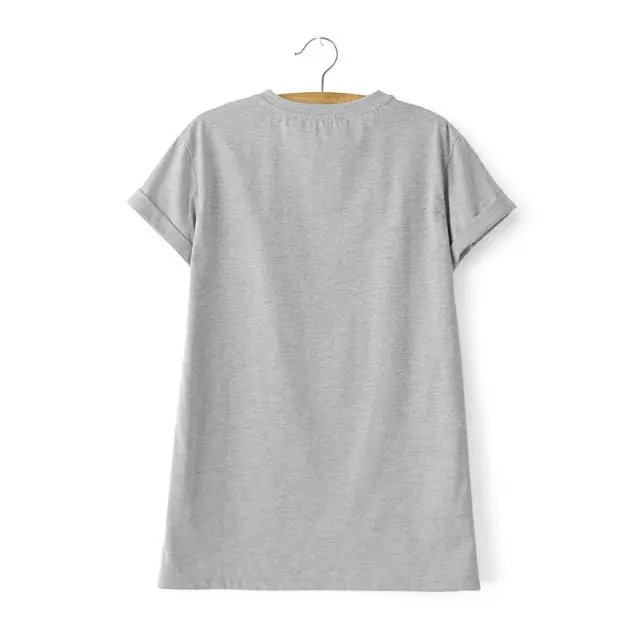 American Fashion Women Gray shell Letter print T-shirt O-neck short sleeve shirts casual brand tops