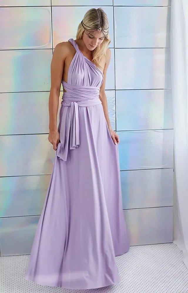 Fashion Elegant sexy purple Floor-Length Dress for women back bow Sexy Backless off shoulder sleeveless evening party