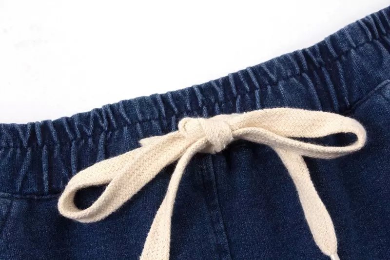 Fashion Spring Women cute blue Denim Cartoon Embroidery patchwork mini Straight Skirts elastic waist Casual brand