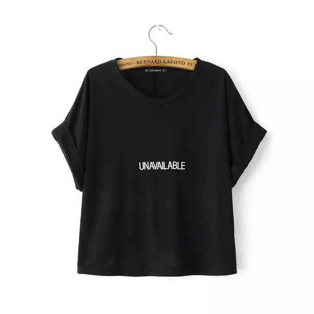 Fashion women black letter Embroidery short T-shirt Casual short sleeve O-neck loose streetwear shirt brand tops