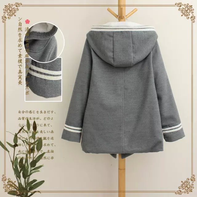 Fashion Women Pockets button blue woolen jacket Long Sleeve cotton coats hooded Winter thick warm casual Brand female