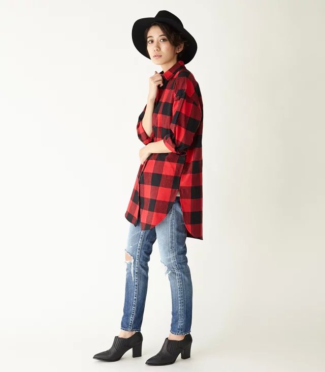 Spring Fashion women red plaid print Letter Embroidery button long blouses turn-down collar loose shirts casual brand tops