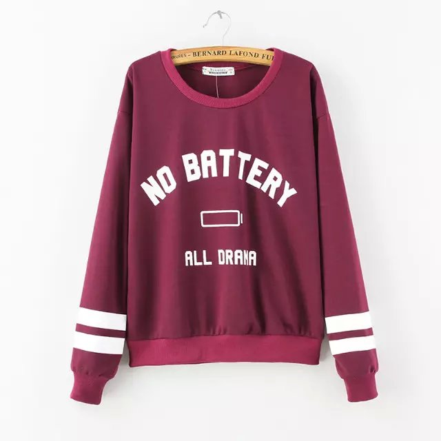 Spring Fashion women wine red letter print sports pullover outwear hoodies Casual O-neck batwing Sleeve sweatshirts brand