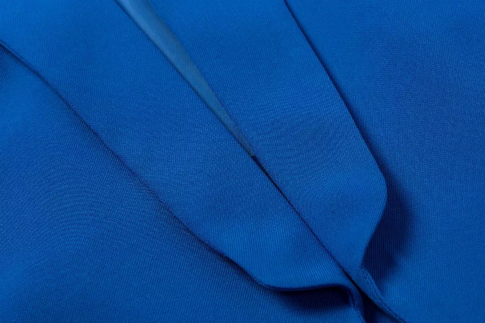 European Fashion women blue long sleeve pocket office lady blazer feminino Female work wear jacket suit casual brand