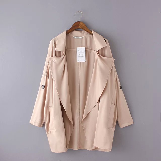 Fashion Autumn elegant Amy Green trench coat for women long coats Casual brand Loose windbreaker female cloak