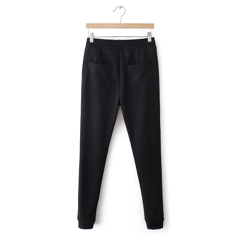 Fashion black Gray patchwork drawstring elastic waist streetwear pocket sport pants for women casual brand cozy Trousers