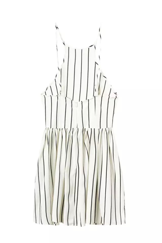 Fashion Women sexy white striped print Backless mini pleated Spaghetti Strap Dress off shoulder casual vestidos plus size
