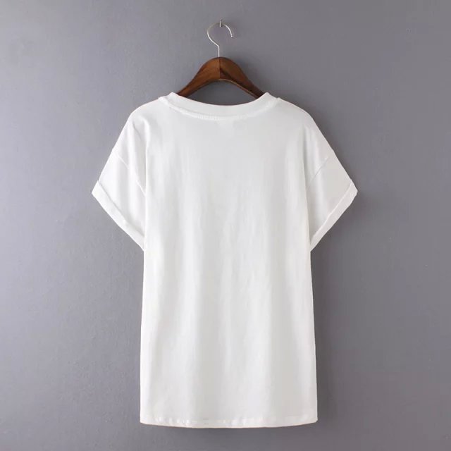 Fashion Women white letter print cotton T-shirt Casual short sleeve O-neck loose cozy shirt brand tops