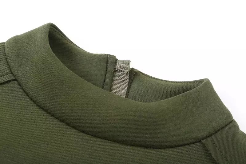 Fashion women winter elegant army green Letter patchwork beading tassel mini Dress batwing Sleeve Turtleneck Casual brand