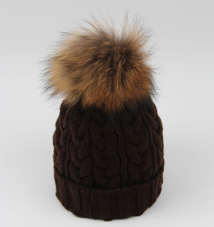 Fashion women winter warm gray Knitted Removable fur casual brand stretch street Headgear Headdress Various