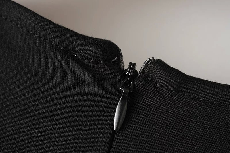 Spring Fashion women black Hand print irregular pleated mini dress Casual O-neck back zipper Three Quarter Sleeve brand