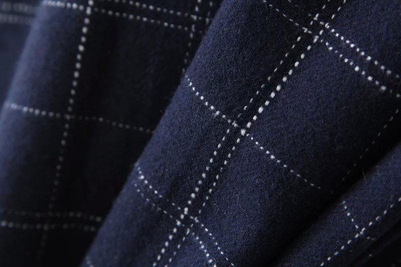 Spring Fashion Women school style blue plaid print woolen mini Strap Skirt button pocket side zipper casual brand female