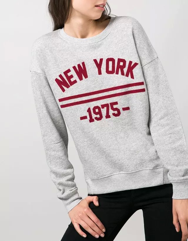 Autumn Fashion Women New York Number print gray sport pullovers Casual batwing Sleeve hoodies sweatshirts moleton feminino