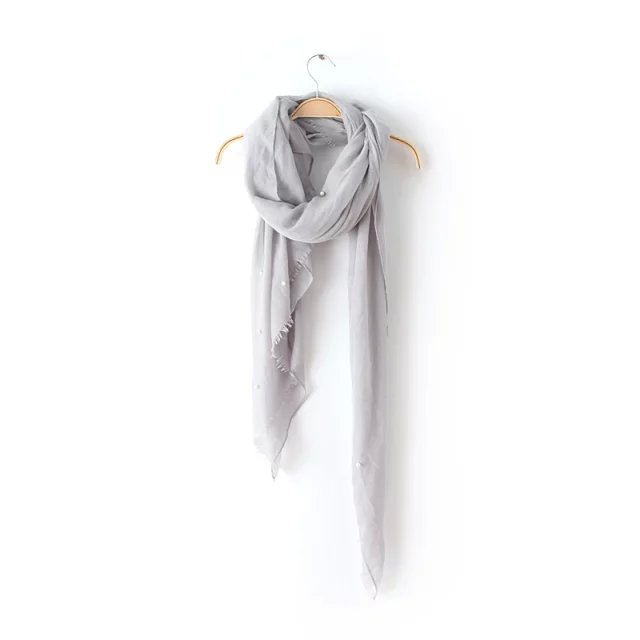 Brand Scarf Fashion Women Winter gray Pearl Thicken Warm Soft Big Shawls wrap