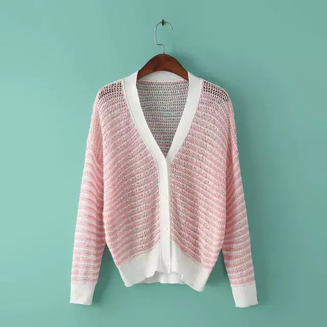 Cardigan for female Fashion cute striped pattern korean style Sweaters Knitted long Sleeve Casual Outwear women vogue