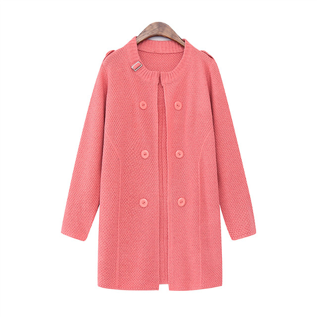 Cardigan for female fashion winter warm pink O-neck button Knitted Sweaters coats for women outwear casual brand