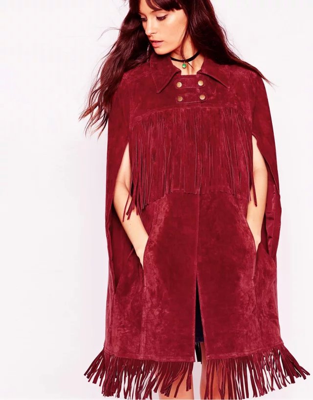 European Fashion Women Elegant Tassel pocket red Faux suede Leather Coats Casual button jacket brand designer Cloak