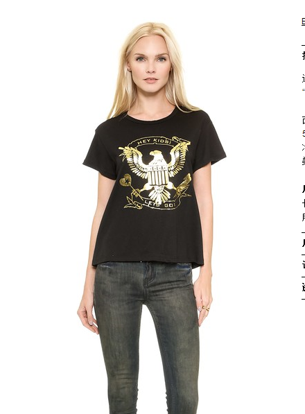 European Fashion Women Gold bird print basic black cotton T-shirt short sleeve casual top tee O-neck brand shirts