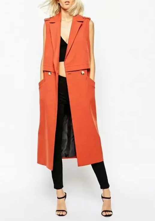 Fashion Autumn elegant Double Breasted Sleeveless trench coat for women long coats Casual brand windbreaker