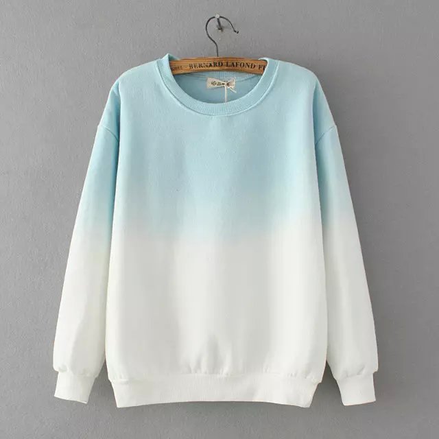Fashion Autumn thick Gradient color sport pullovers for women Casual batwing Sleeve O-neck hoodies brand sweatshirts