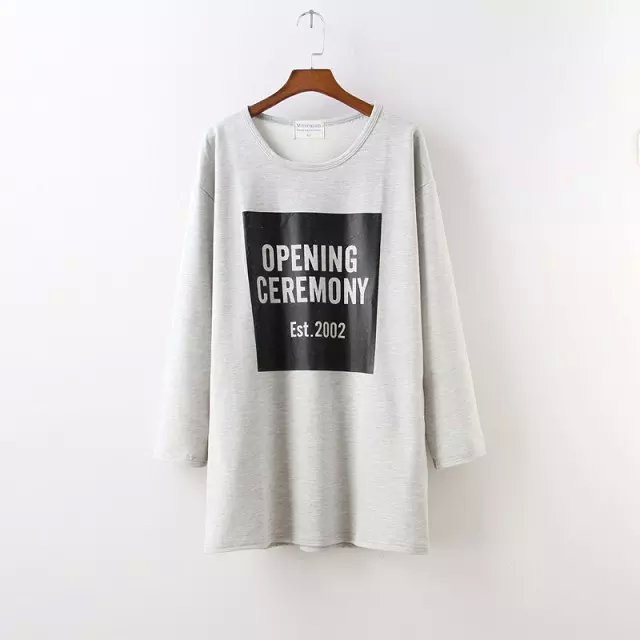 Fashion Autumn Women Tee Letter Print Double pocket T shirt O neck long sleeve shirts casual loose brand tops