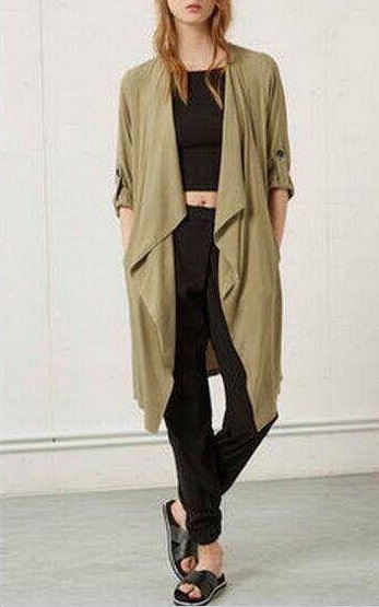 Fashion british Style Office lady elegant Long Irregular trench coat for women Casual loose brand windbreaker female