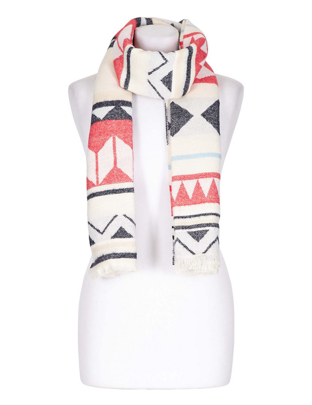 Fashion England Style Scarves & Wraps Adult Acrylic Shawl Stylish Warm Neck Wrap white Geometric pattern Women Soft Scarf