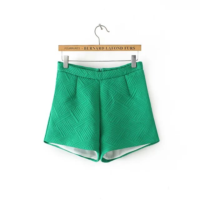 Fashion Ladies' elegant green back Zipper pocket shorts quality casual shorts
