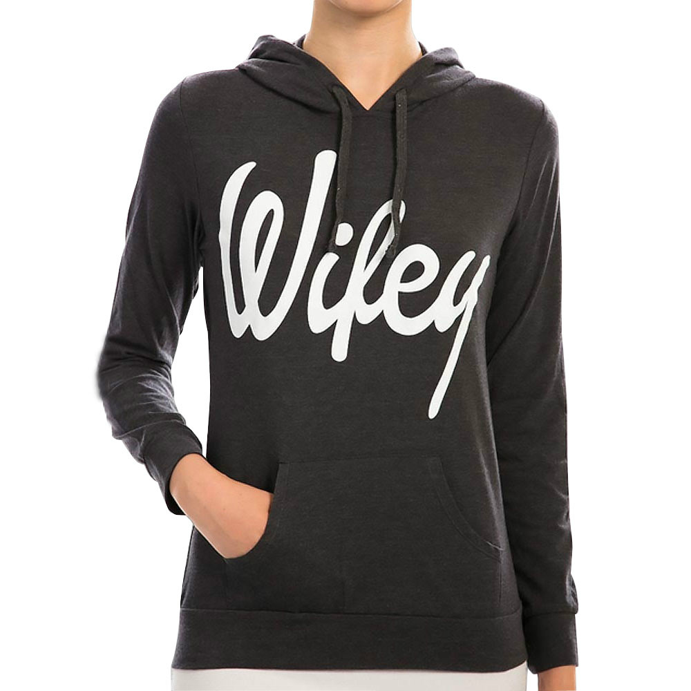 Fashion Letter print black sport pullovers for women drawstring hooded Casual long Sleeve Hoodies sweatshirts plus size