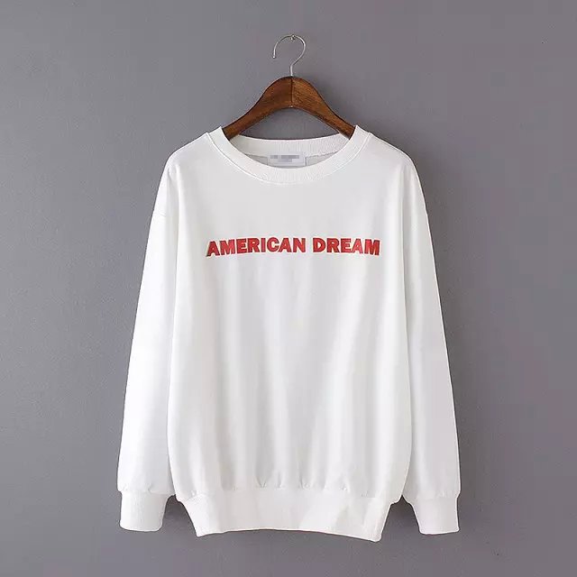 Fashion Letter print white sport sport pullovers for women Casual long Sleeve O-neck hoodies brand sweatshirts
