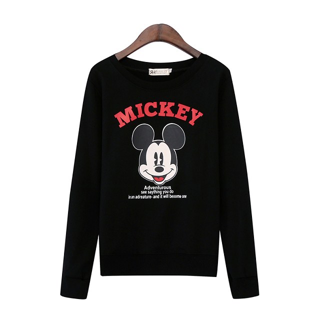 Fashion spring black Cartoon Letter print sport pullovers for women Casual long Sleeve O-neck hoodies sweatshirts plus size
