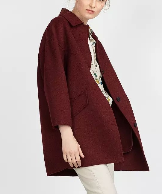 Fashion Winter Women Red Pockets Female overcoat Long Sleeve Button Peter Pan Collar Brand Warm Casacos Femininos