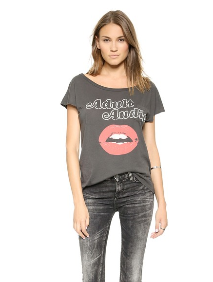 Fashion women Elegant gray cotton lips Letter print T-shirt Casual short sleeve O-neck streetwear shirt brand tops