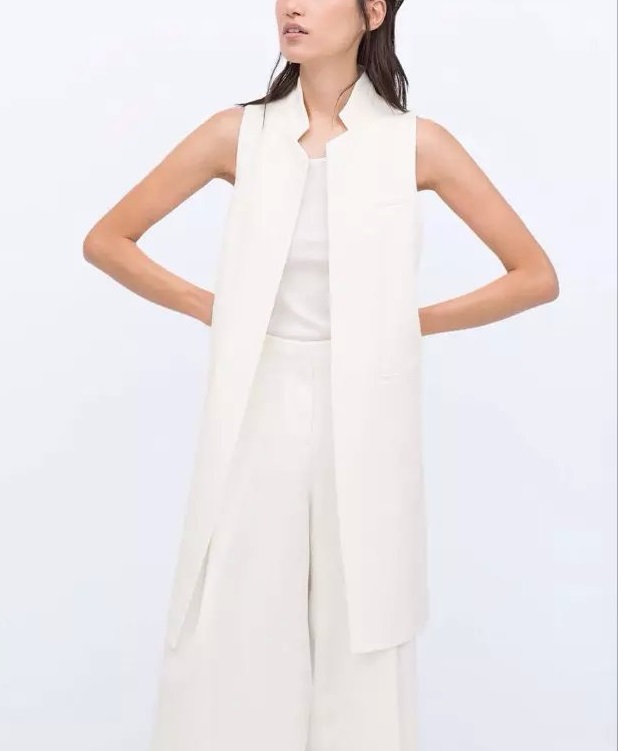 Fashion Women elegant office lady pocket coat sleeveless White brief vests jacket outwear casual brand colete feminino 2016