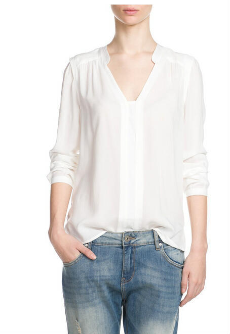 Fashion women elegant Sweet white blouses vintage Brief V neck long sleeve OL shirts casual loose brand tops