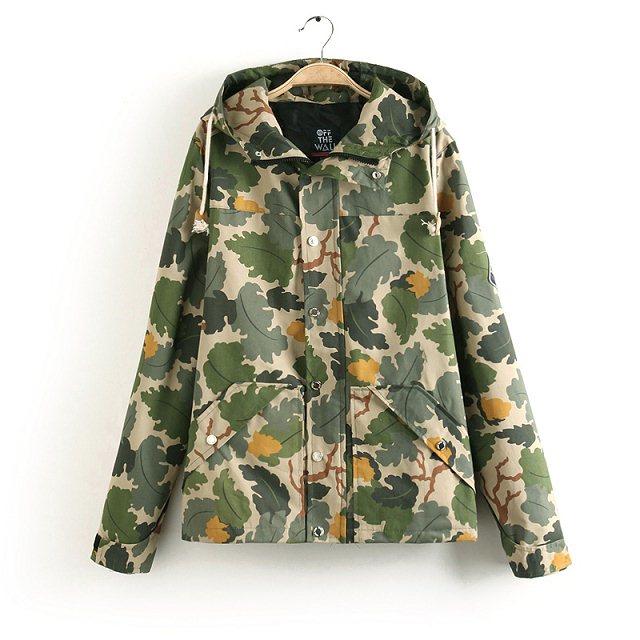 Fashion Women Jacket Camouflage hooded Drawstring Patch Designs zipper pocket Casual Long sleeve sports brand plus size