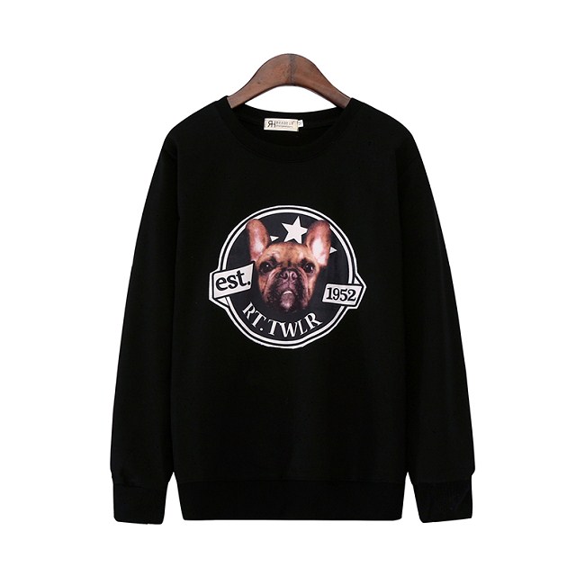 Fashion women Punk Style black Dog Letter Print Sport Pullove for female Sweatshirts O-neck long sleeve hoodies plus size