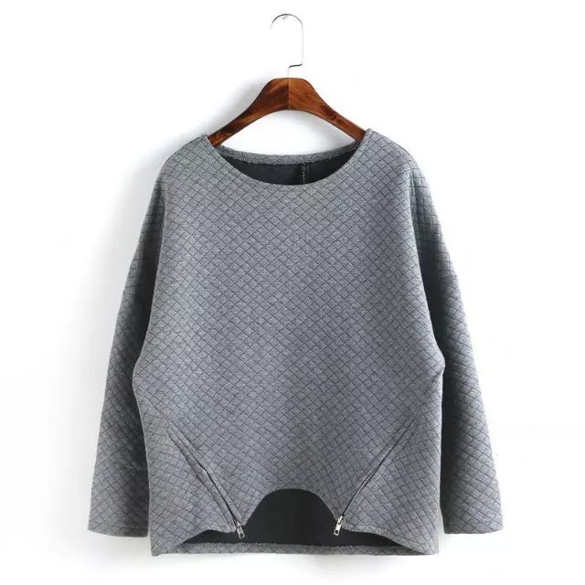 Fashion Women Sport Zipper Gray pullovers shirts Casual long Sleeve Knitted brand sweatshirts moleton feminino