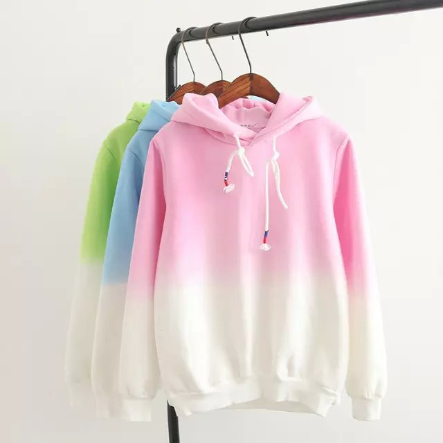 Fashion women winter thick Gradient color sport pullovers Casual long Sleeve drawstring hooded hoodies brand sweatshirts