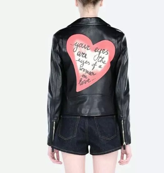 Faux leather jacket for Women Fashion Punk style Cool back Love Heart letters coat vintage casual brand jaqueta feminina