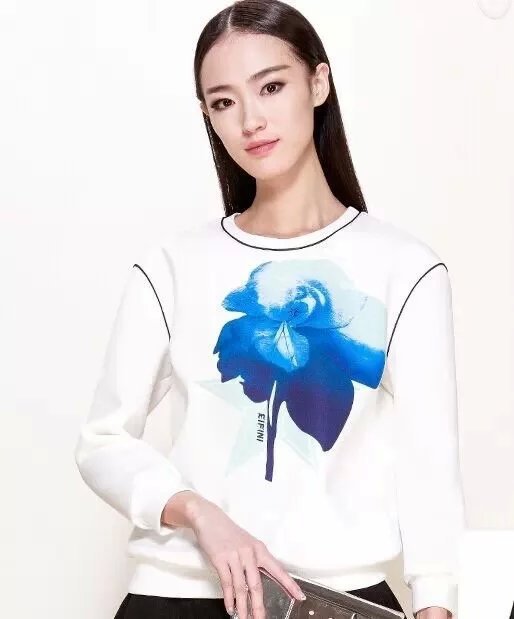 Female Sweatshirts Fashion Orchid Pattern O Neck White Pullover Autumn long sleeve brand Casual women vogue