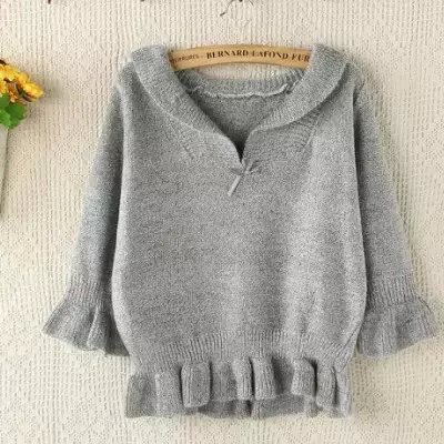 Knitting short Sweaters for women Autumn fashion Sweet Ruffle pullovers Half Sleeve casual Brand Tops